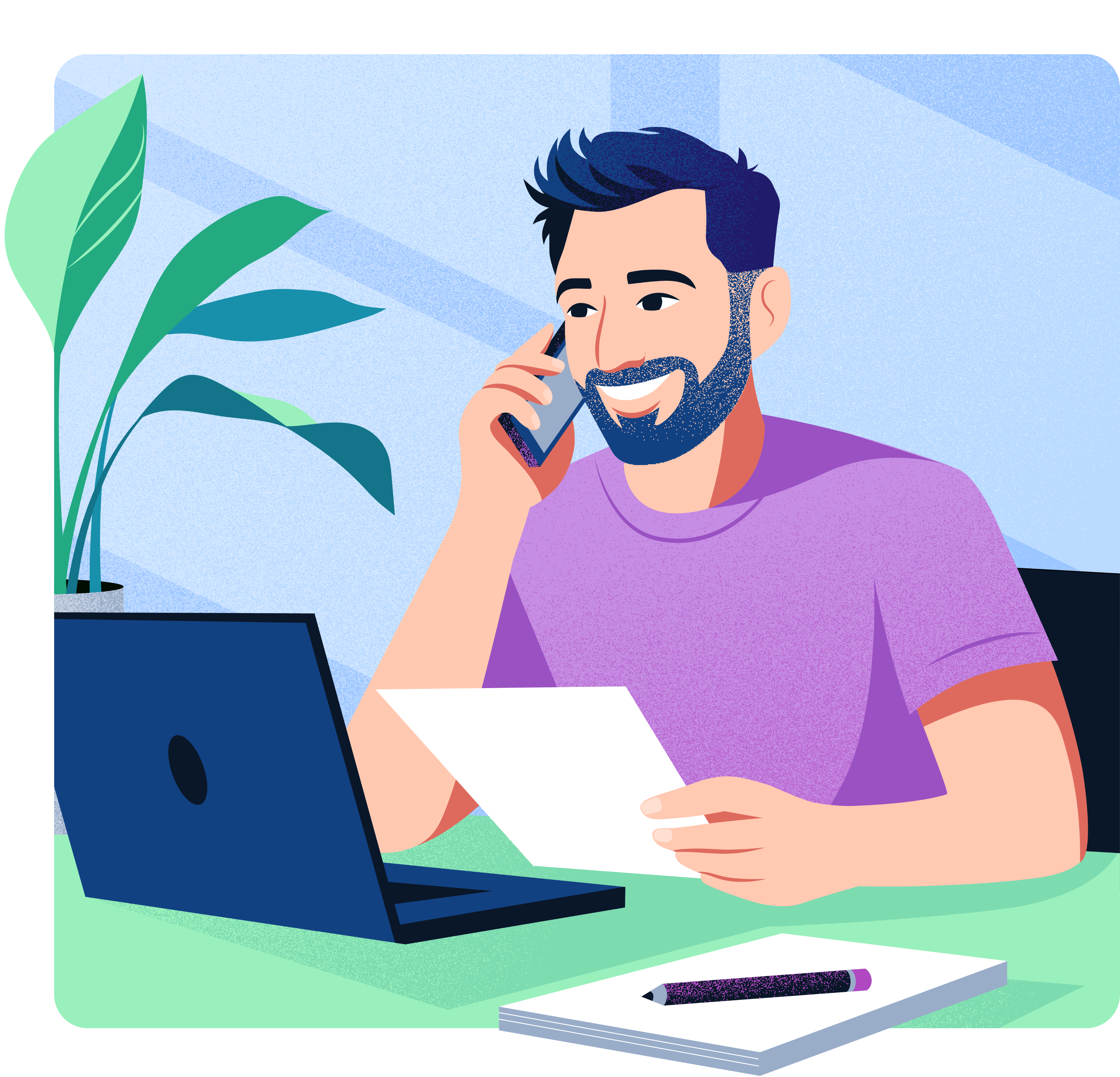 Man at desk on laptop